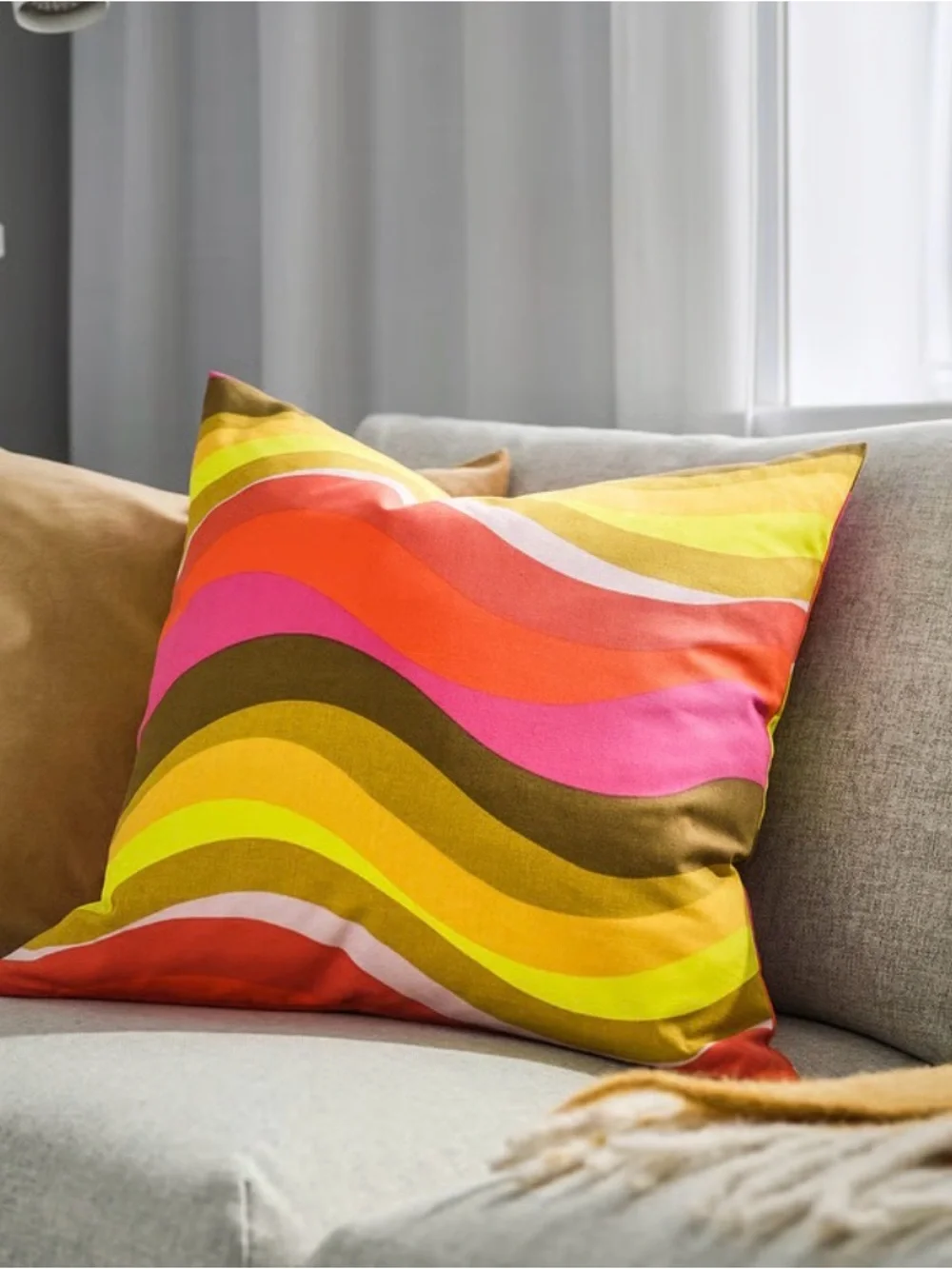 IKEA MYGGBLOMSTER Cushion Cover in Yellow, Pink, Orange, Brown, Cream - Set of 2